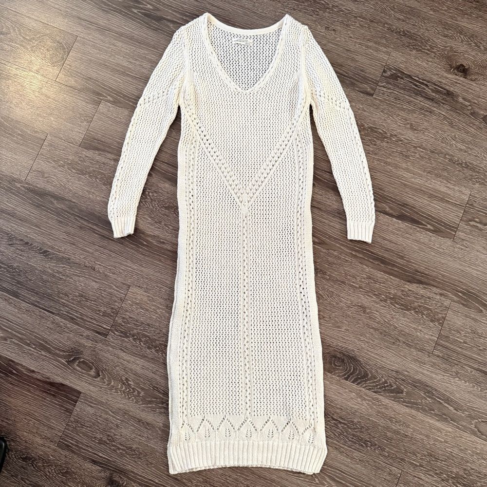 Anthropologie Crochet Long Sleeve Beach Cover Up Dress